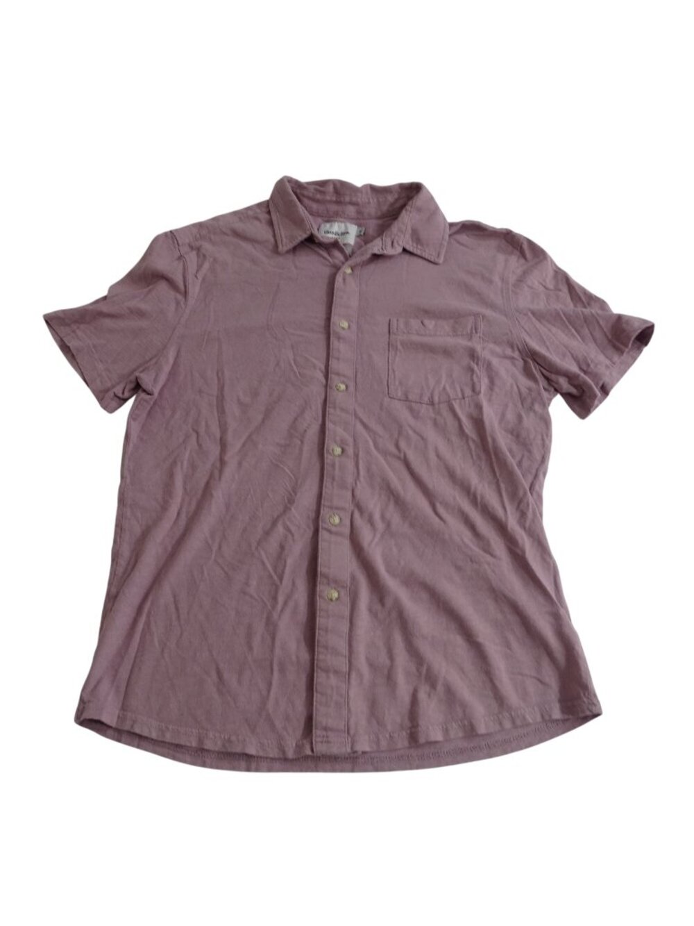 Goodfellow Purple Short Sleeve Button Up Collared Knit Shirt Men Size M Cotton
